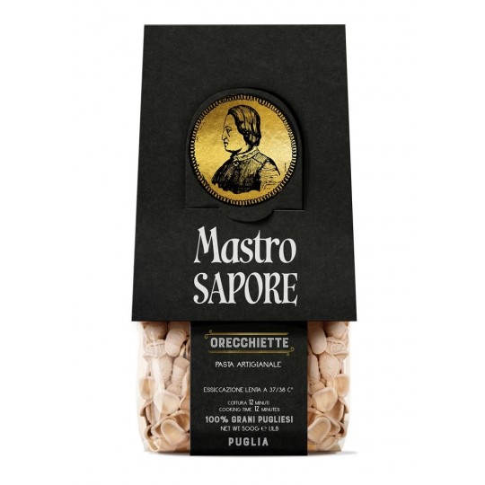 pâtes italiennes Orecchiette Trafilate al Bronzo (500g) – Mastro Sapore (Puglia) Les Racines du Sud Blé dur italien. pâtes italiennes Orecchiette Trafilate al Bronzo (500g) – Mastro Sapore (Puglia)