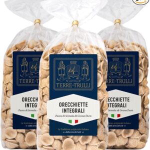 Terre dei Trulli â Orecchiette Integrali (3 x 500 g) PĂątes artisanales 100% italiennes | Tradition pugliese | Semoule de blĂ© dur & blĂ© dur intĂ©gral Offerte italiane da Amazon made in Italy. Terre dei Trulli â Orecchiette Integrali (3 x 500 g) PĂątes artisanales 100% italiennes | Tradition pugliese | Semoule de blĂ© dur & blĂ© dur intĂ©gral