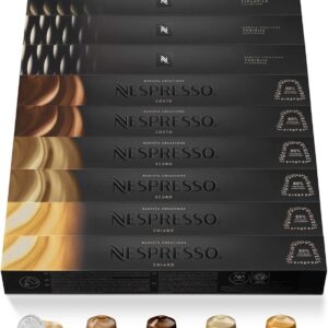 Assortiment Barista Creations Nespresso – 100 capsules – Chiaro, Scuro, Corto, Vanille, Caramel café : couleur café, que j'aime ta couleur café café aromatisé vanille caramel Assortiment Barista Creations Nespresso – 100 capsules – Chiaro, Scuro, Corto, Vanille, Caramel