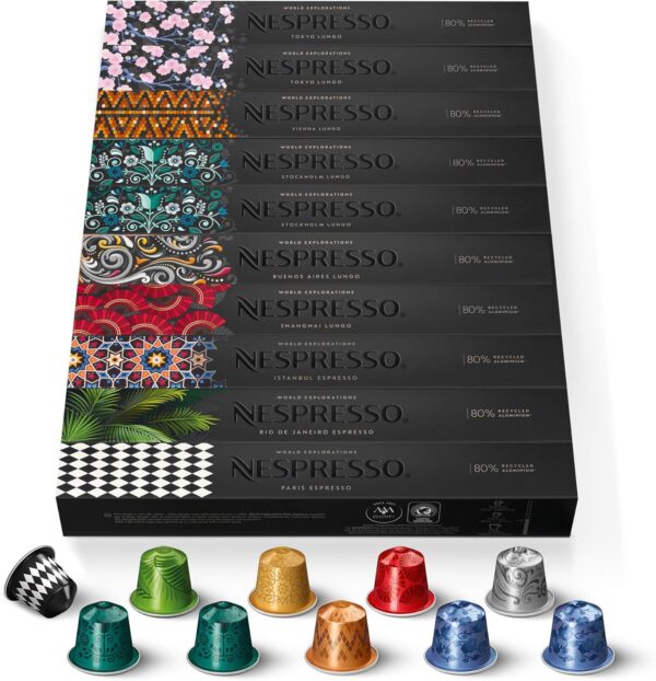 Nespresso Explorations – 100 capsules – Espresso & Lungo – Torréfaction mixte