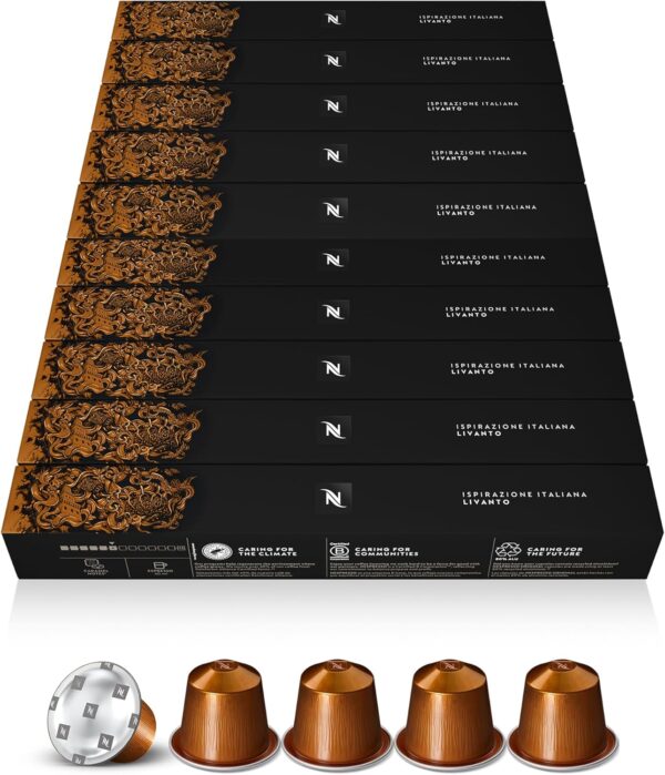Nespresso Livanto – 100 capsules – Intensité 6 – Espresso rond & caramel café : couleur café, que j'aime ta couleur café arabica brésil Nespresso Livanto – 100 capsules – Intensité 6 – Espresso rond & caramel