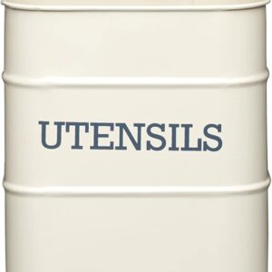 KitchenCraft Living Nostalgia – Pot à ustensiles métal 15 × 16 cm | Crème Antique & Gris Français | Style vintage