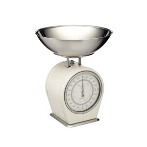 KitchenCraft Living Nostalgia – Balance mécanique 4 kg | Crème Antique | Bol inox | Style vintage