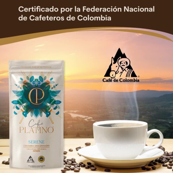Café Platino Serene – Décaféiné Colombie 100% Arabica Supremo 250 g