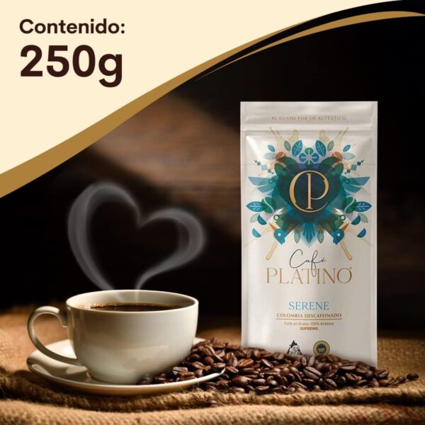Café Platino Serene – Décaféiné Colombie 100% Arabica Supremo 250 g