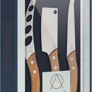Artesà – Set 3 Couteaux à Fromage | Inox & Bois d’Acacia | Pâte Molle, Dure & Friable
