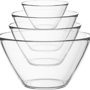 Bormioli Rocco Basic – Set 4 saladiers en verre | Empilables | Présentation & cuisine marque Bormioli Rocco bols mélangeurs verre Bormioli Rocco Basic – Set 4 saladiers en verre | Empilables | Présentation & cuisine