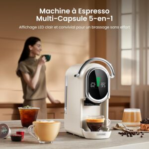 CAPXSNOB Magician1 Mini – Machine à Café 5‑en‑1, 20 Bars, 1450W, Compatible Capsules