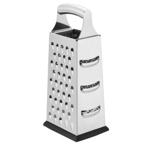 Amazon Basics – Râpe à Fromage 4 Côtés Inox 22,8 cm, Ultra Robuste avec Base Antidérapante