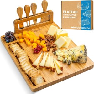 Plateau à Fromages en Bambou avec Couteaux – Service Apéritif 3–4 Personnes, Idée Cadeau Fromages & Spécialités Laitières du Mezzogiorno idée cadeau cuisine Plateau à Fromages en Bambou avec Couteaux – Service Apéritif 3–4 Personnes, Idée Cadeau