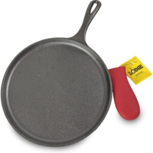 41JY6W8ExeL._AC_SL1250_ Plaque de Cuisson et Crêpière en Fonte Lodge 26 cm avec Manchon Silicone