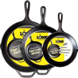 Lot de 3 Poêles en Fonte Brute Lodge : L'Équipement Ultime et Sain du Fait-Maison