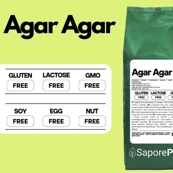 61444rUqjlL._AC_SL1080_ Agar Agar Poudre 500g SaporePuro | Gélifiant Végétal & Sans Gluten