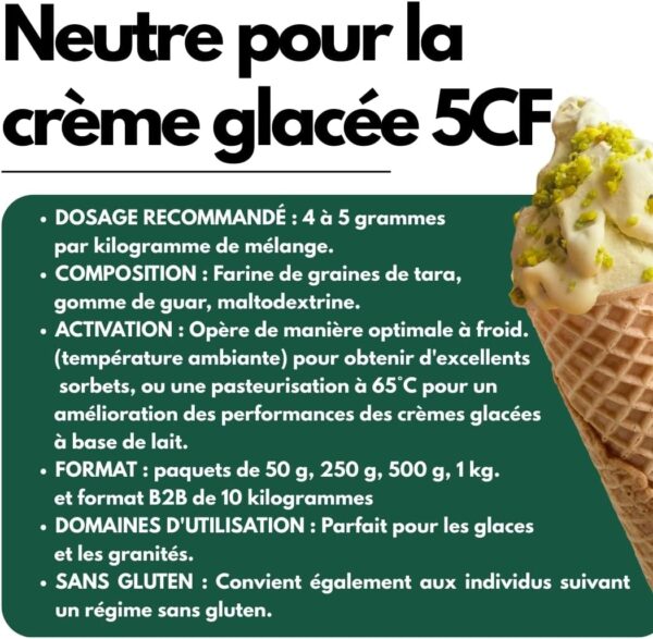 Stabilisateur Naturel Glaces et Sorbets SaporePuro 50g | Neutre 5CF Italie
