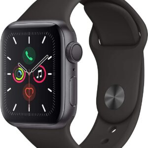 Apple Watch Series 5 GPS 44mm Boîtier Aluminium Gris Sidéral Bracelet Sport Noir (Reconditionné)