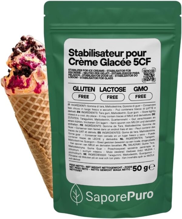 Stabilisateur Naturel Glaces et Sorbets SaporePuro 50g | Neutre 5CF Italie