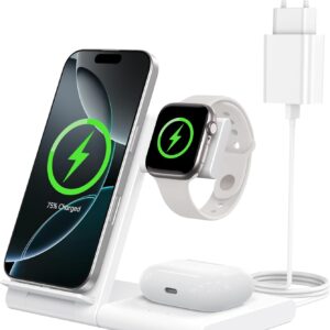 Chargeur Sans Fil 3 en 1 Pliable WATOE iPhone Apple Watch AirPods 15W