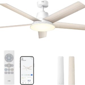 DREO Ventilateur Plafond Intelligent 132cm 5 Pales LED WiFi Moteur CC Silencieux
