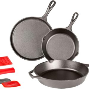61llGFSVn6L._AC_SL1250_ Kit Cuisine en Fonte Lodge 3 Pièces : Poêles, Plaque et Accessoires Pratiques