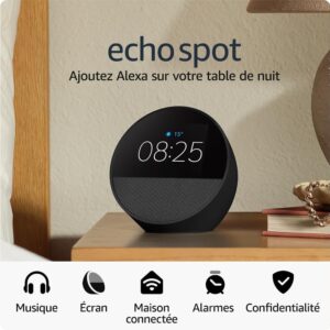 Amazon Echo Spot Réveil Connecté Écran Tactile Son Réveil Noir & Alexa+ | Esprit Mezzogiorno