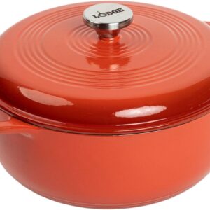 61yR11L7m6L._AC_SL1500_ Cocotte en Fonte Émaillée Lodge 5,6L Coquelicot avec Couvercle | Esprit Mezzogiorno | Made in USA