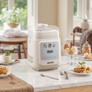 VEVOR Sorbetière Automatique Verticale 1 L | Turbine à Glace à Compresseur