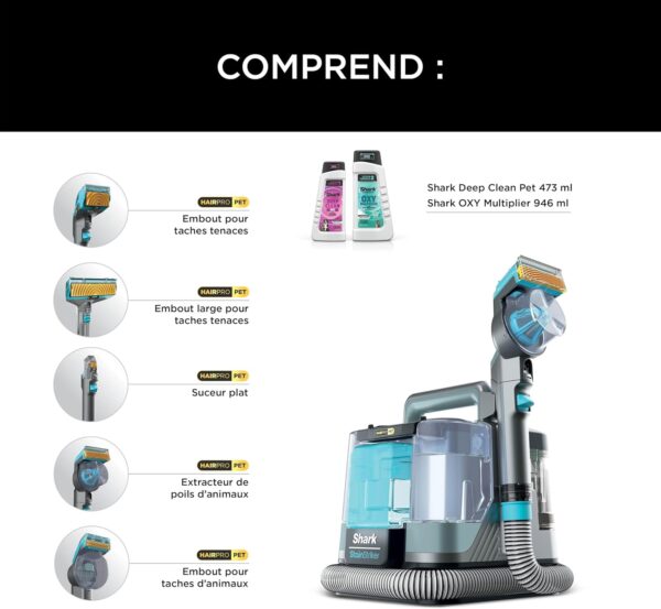 713WipUv5hL._AC_SL1500_ Shark StainStriker HairPro Nettoyeur Tapis et Tissus Animaux PX250EUCP