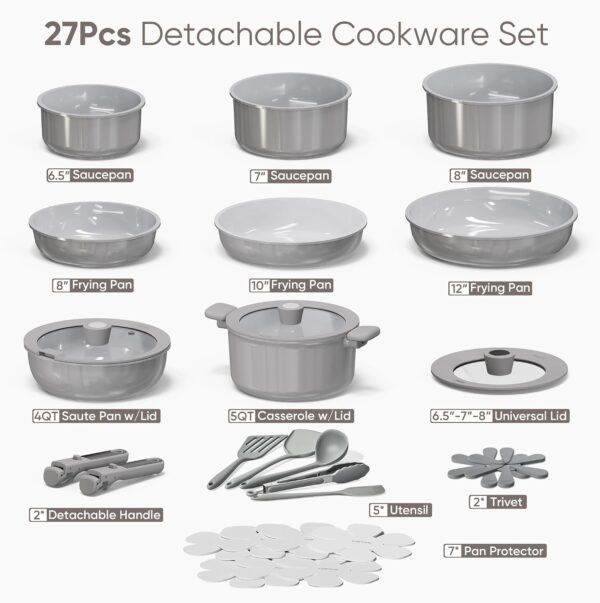 714mn4pdHGL._AC_SL1500_ Batterie Cuisine 25 Pcs Carote Céramique Amovible Gris | Esprit Mezzogiorno