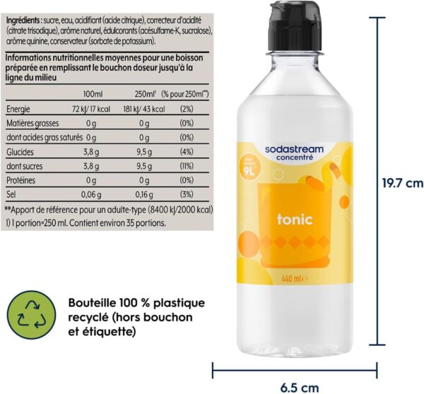 Lot de 6 Concentrés SodaStream Tonic 440ml - Préparez jusqu'à 54L
