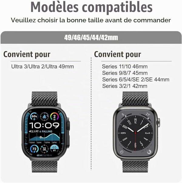 71WSFKjLtPL._AC_SX679_ Bracelet Milanais Titane Hatolove Apple Watch Ultra Series Boucle Parachute