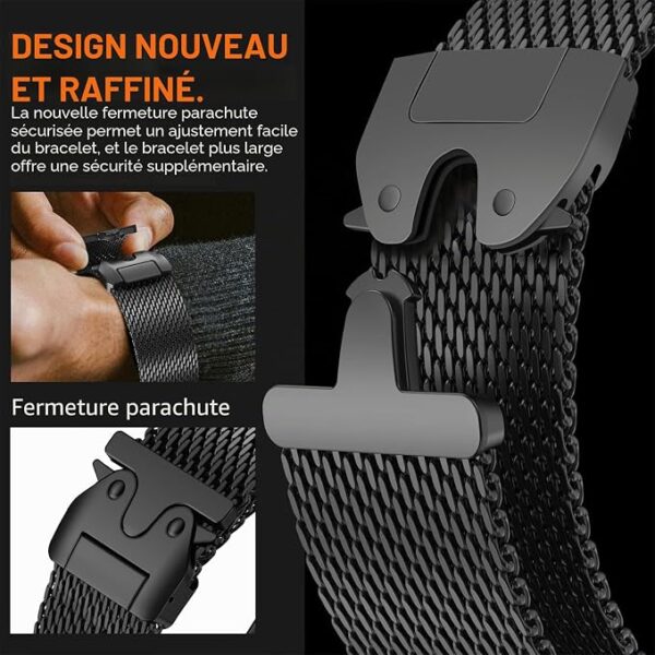 71X73Y2XoUL._AC_SX679_ Bracelet Milanais Titane Hatolove Apple Watch Ultra Series Boucle Parachute