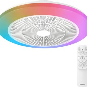 Philips Amigo Plafonnier Ventilateur LED 48cm RGB 4400lm Moteur CC Télécommande