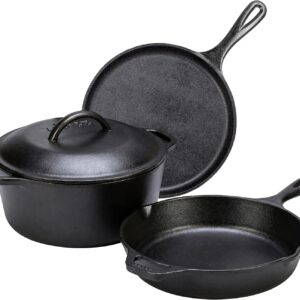 Batterie de Cuisine en Fonte Lodge 4 Pièces : Le Pack essentiel de l'Art Culinaire Sain