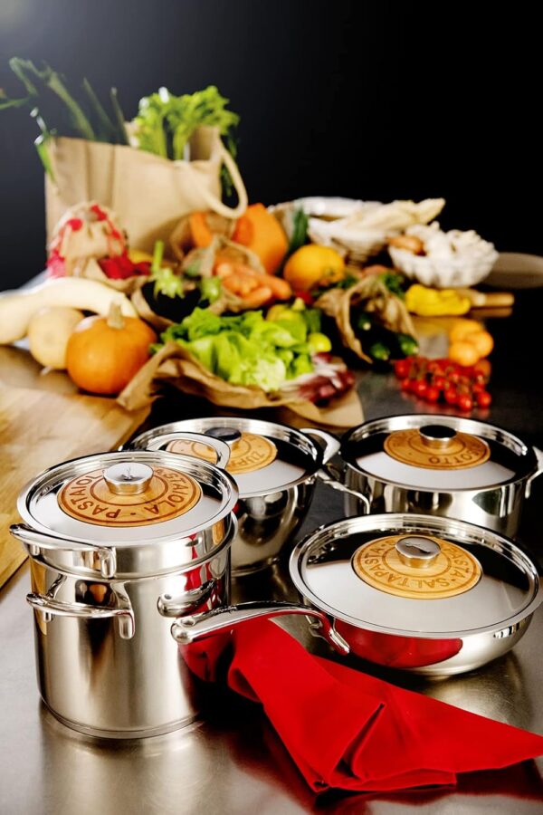 71bJdtfdktS._AC_SL1500_ Sauteuse à Risotto Lagostina Emozione Ø 24cm | Risottiera Inox & Cerisier
