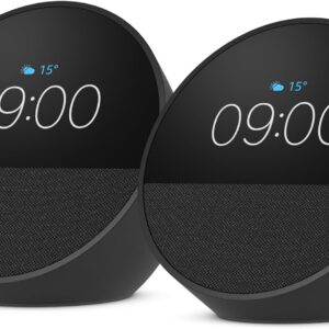 lot de deux Amazon Echo Spot Réveil Connecté Écran Tactile Son Réveil Noir & Alexa+ | Esprit Mezzogiorno