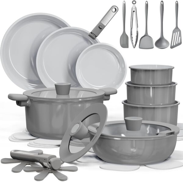 71yQRGS-KfL._AC_SL1500_ Batterie Cuisine 25 Pcs Carote Céramique Amovible Gris | Esprit Mezzogiorno