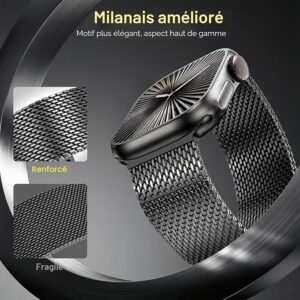 Bracelet Milanais Titane Hatolove Apple Watch Ultra Series Boucle Parachute