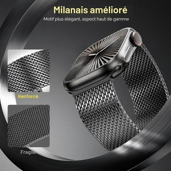 81E+1qgzdmL._AC_SX679_ Bracelet Milanais Titane Hatolove Apple Watch Ultra Series Boucle Parachute