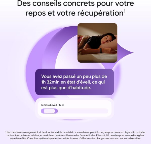 Google Fitbit Air Lavande – Tracker d'Activité et Suivi Cardiaque IA